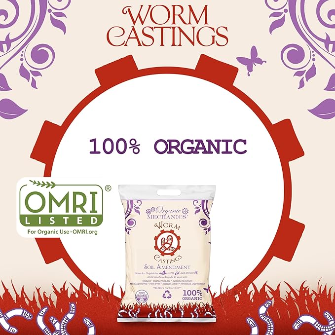 Organic Mechanics Worm Castings Soil Amendment, 1 Pound - Enhances Soil Structure & Retains Moisture for All Plants, Houseplants, Vegetables, Herbs, and Flowers - Peat-Free & Eco-Friendly