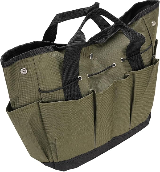Diyeeni Garden Tool Storage Bag, Multi Pockets Large Capacity Garden Tool Bag Portable Handle Tear Proof for Camping (Green)
