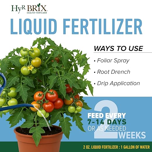 HyR BRIX All-Purpose Liquid 4-3-3 Fertilizer, 32oz Bottle - Fast-Acting Plant Food with Micronutrients, Humic & Fulvic Acids - Ideal for Vegetables, Flowers, Fruits & Houseplants