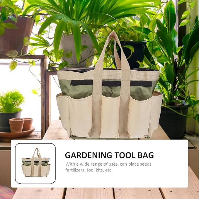 Alipis Garden Tool Container and Portable Oxford Cloth Garden Tote Bag with Multi-pocket Storage for Outdoor Gardening Tools Organizer
