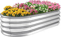Sponvatt Raised Garden Bed - Outdoor Galvanized Raised Garden Bed Planter Boxes, Large Oval Metal for Gardening Planter Box Kit,Suitable for Vegetables,Herbs, and Flowers Silver (8x4x1 Ft)