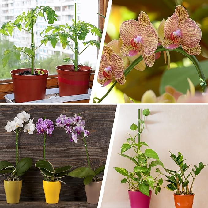 20Pcs Plant Stakes,Plant Sticks,Garden Green Bendable Single Stem Plant Support Stakes for Indoor and Outdoor Plants,Potted Plants,Flowers Orchid Peony Rose-16 Inches