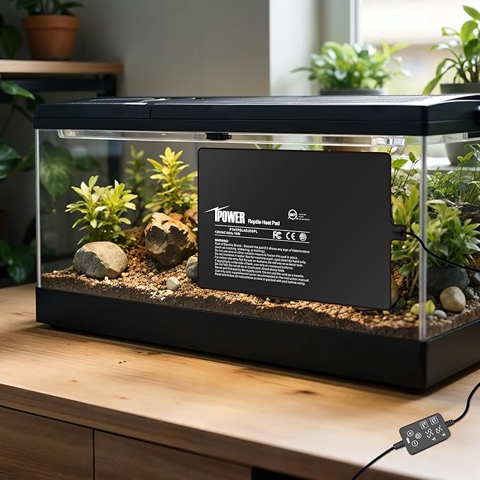 iPower 8 by 12 Inch 16W Reptile Heating Pad with Adjustable Thermostat, Under Tank Warmer Terrarium Heat Mat for Turtles/Snakes/Lizards/Frogs, and Other Reptiles