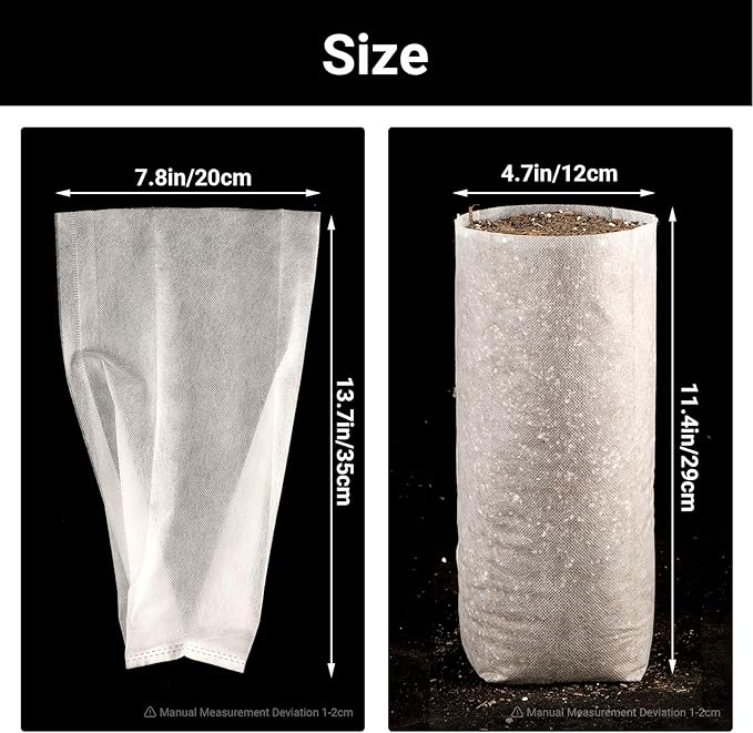 Fabric Grow Bags - 7.87x13.77 inches Breathable Seed Starter Plant Grow Bags for Seedling Pots, Nursery Pots for Plants, 50pcs