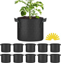YSSOA 10-Pack 5 Gallon Grow Bags, Aeration Nonwoven Fabric Plant Pots with Handles, Heavy Duty Gardening Planter for Potato, Tomato, Vegetable and Fruits, Black 2024 Version