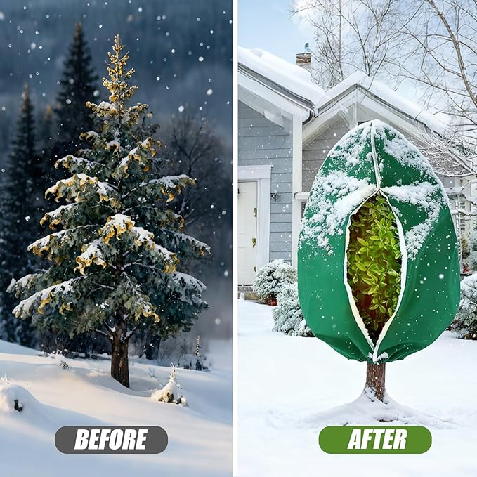 6 Pack Plant Frost Protection Covers – Mixed Sizes 23.6x31.5, 31.5x47.2, 47.2x70.9 – Reusable Breathable Freeze Blankets with Drawstring for Winter Plant, Tree, Shrub, and Garden Protection