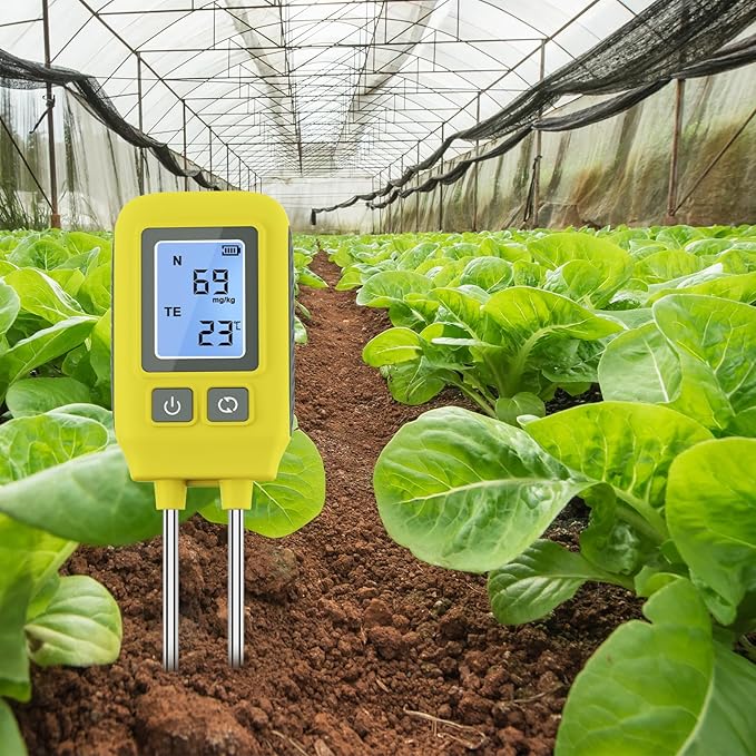 4 in 1 Npk Soil Tester Digital LCD Diaplay 3X AAA Battery Power Measure The Soil NPK Component Content and Temperature NPK Soil Assessment Tool