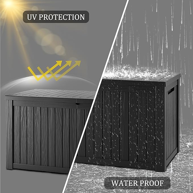270 Gallon Heavy Duty Deck Storage Box, Extra Large Storage Organizer for Patio Furniture Accessories, Garden Tools, Indoor Storage for Cushion, Matte Black