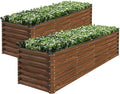 SnugNiture 2-Pack 8x2x2FT Galvanized Raised Garden Bed Kit, Metal Planter Box for Planting Plants Vegetables, Brown