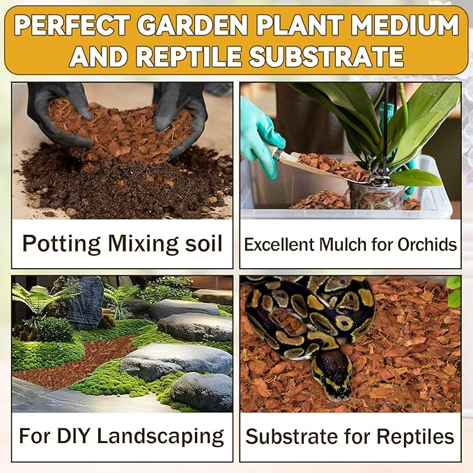Zeedix 8 Pack Coco Husk Chips for Plants, 100% Organic Coconut Chips Mulch with Low EC & PH Balance, All Purpose for Indoor Plant Flowers Herbs Vegetables, Reptiles Terrarium Tanks Substrate(8.8LB)