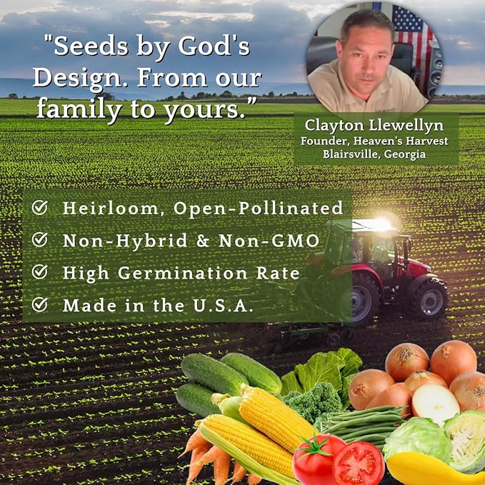 Heaven's Harvest Survival Seed Bank Kit (+Free Bonus eBook!) — 5 Year Supply of Non-GMO Heirloom Vegetable Seeds for Planting a 1+ Acre Garden Outdoors. Resealable Mylar Bags for 100% Secure Storage.