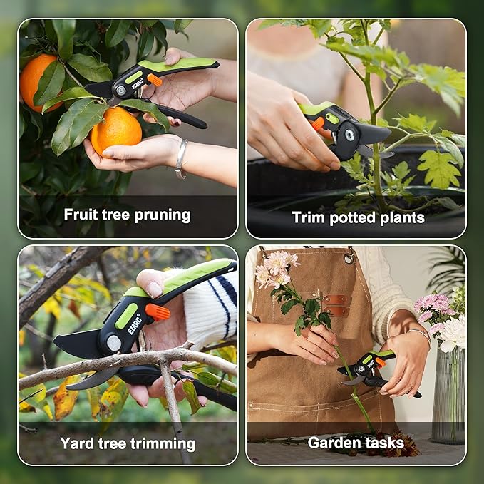 EZARC Garden Pruning Shears, Bypass Hand Pruner 1 Inch Cut Capacity, Garden Clippers Hand Tools for Cutting Flowers, Trimming Plants, Picking Fruits, 1 Pack