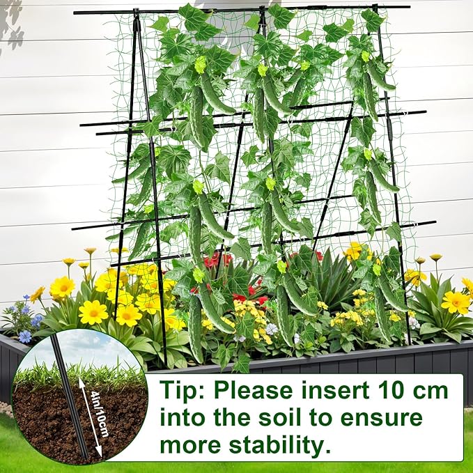 48 x 48 Inch Garden Cucumber Trellis Vegetable Arch Trellis Green Bean Pea Grape Tomato Squash Trellises for Raised Bed Climbing Plants Outdoor