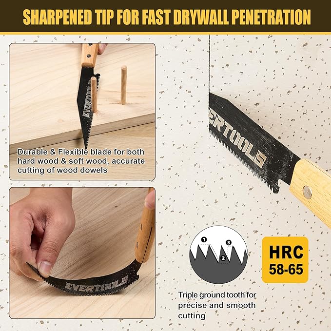 3-Piece Japanese Pull Saw Set - 6" Double Edge & Flush Cut & 11" Pruning Saw | Razor Sharp SK5 Steel | for Woodworking, Carpentry, Garden Trimming