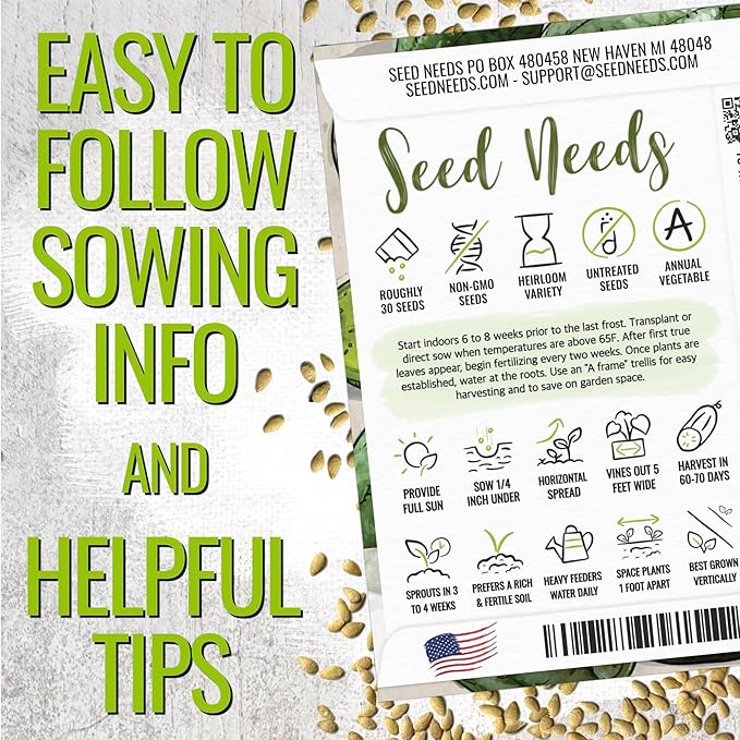 Seed Needs Cucamelon Seeds for Planting Mexican Sour Gherkin Miniature Mouse Melons - Non-GMO Heirloom & Untreated - Grow a Home Grown Indoor Outdoor Vegetable Garden (10 Packs)