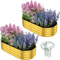 ZFHgarden Garden Box Raised Flower Bed Galvanized Metal Planter Round Raised Garden Bed Kit for Gardening Outdoor 2PC Gold 4X2X1FT
