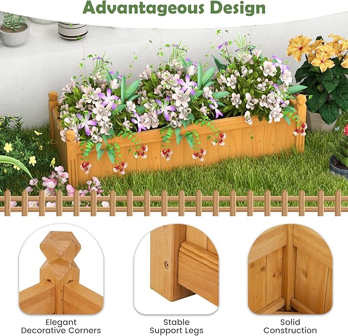 Giantex Raised Garden Bed, Wooden Planter with Drainage Holes, Rectangular Plant Box for Vegetables Flowers Herbs Fruit Growing, Raised Container for Garden Patio Balcony, Easy Assembly