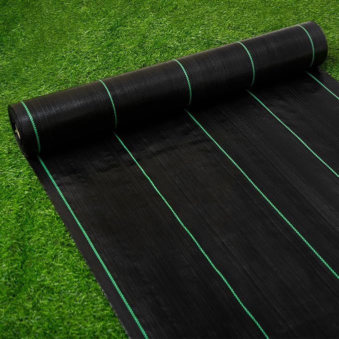 6ft x 100ft Garden Weed Barrier Landscape Fabric,Weed Block Fabric Heavy Duty 3.2OZ,Woven Mulch for Landscaping Ground Cover Weed Control Fabric, Black Garden Bed Liner