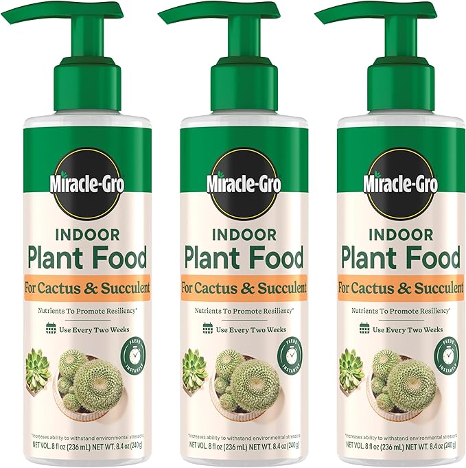 Miracle-Gro Indoor Plant Food for Cactus and Succulent, Liquid Plant Food for Indoor Succulents and Cactus, 8 fl. oz. (3-Pack)