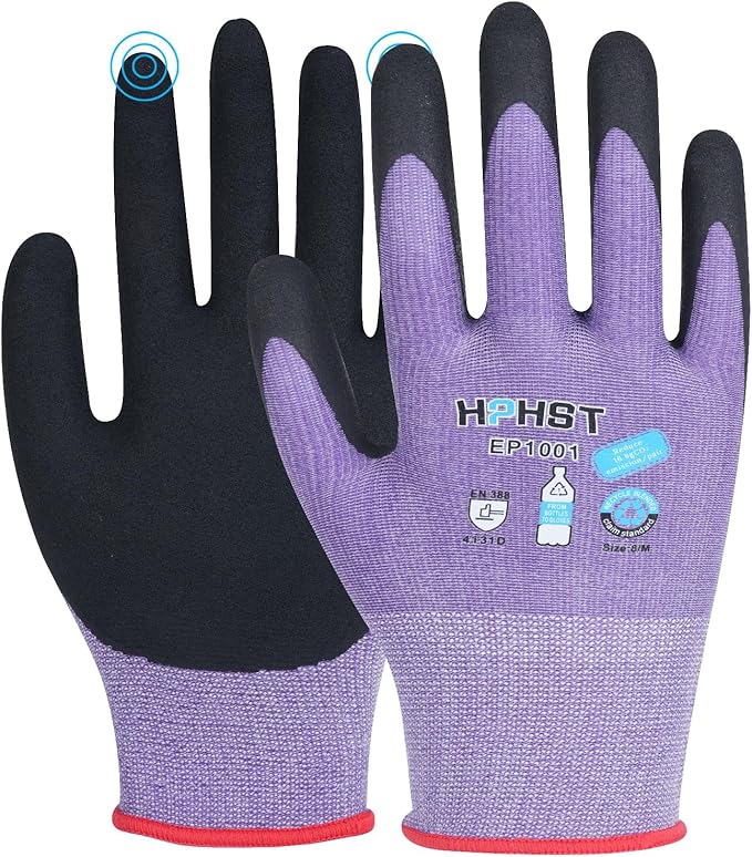Work Gloves for Women, Eco Friendly Safety Work Gloves with Breathable Rubber Coated, Smart Touch,3 Pairs