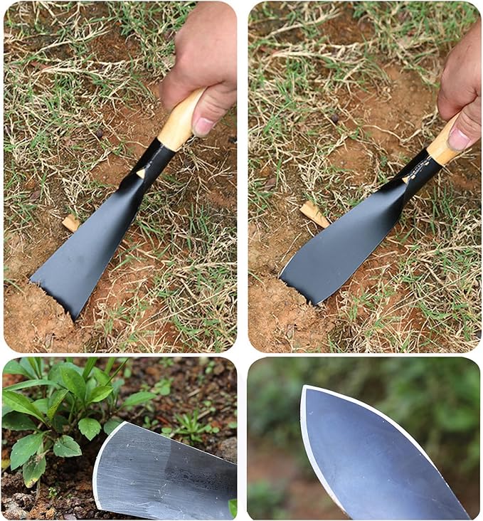3Pcs Garden Hand Trowel Plant Repotting Mat, Heavy Duty Polished Steel Garden Shovels with Wood Handle, Small Gardening Hand Tools for Digging, Planting, Measure, Transplanting