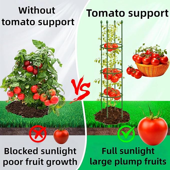 3 Pack Heavy Duty Tomato Cages for Garden, 59 Inch Tall Adjustable Metal Tomato Plant Support for Pots, Round Trellis for Climbing Plants Outdoor, Vegetable, Cucumber, Beans