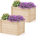 Giantex Set of 2 Wood Raised Garden Bed, 40"x25"x26" Elevated Planter Box w/Open-Ended Base for Deep-Rooted Plant Vegetable Fruit Flower, Outdoor Solid Wood Planter for Patio Backyard (40"x25"x26")