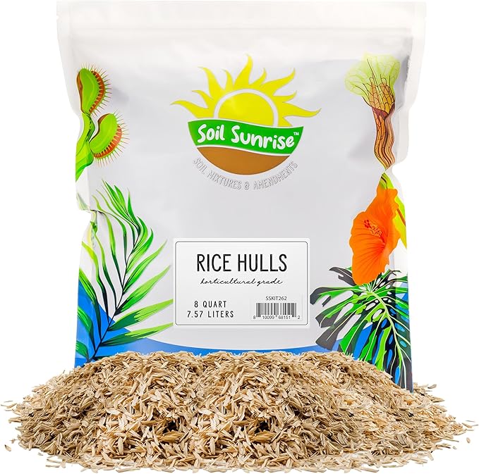 Soil Sunrise Organic Horticultural Grade Rice Hulls (8 Quarts) All-Natural Soil Amendment for Houseplants, Gardening, Seed Starting & Chicken Bedding