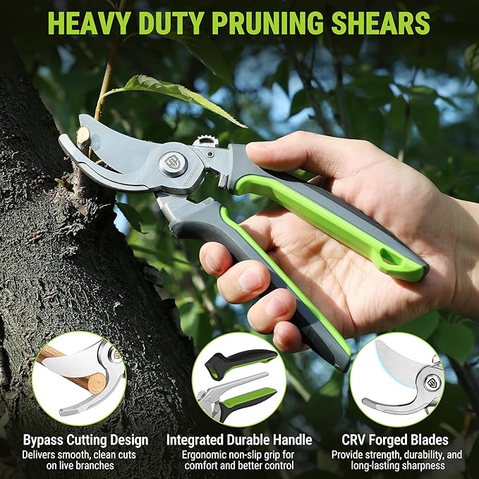 WORKPRO Garden Pruning Shears 2 Pack, 8.5" Bypass Pruning Shears and 6.25" Straight Garden Flower cissors, Garden Clippers Hand Tools for Cutting Flowers, Trimming Plants, Picking Fruits
