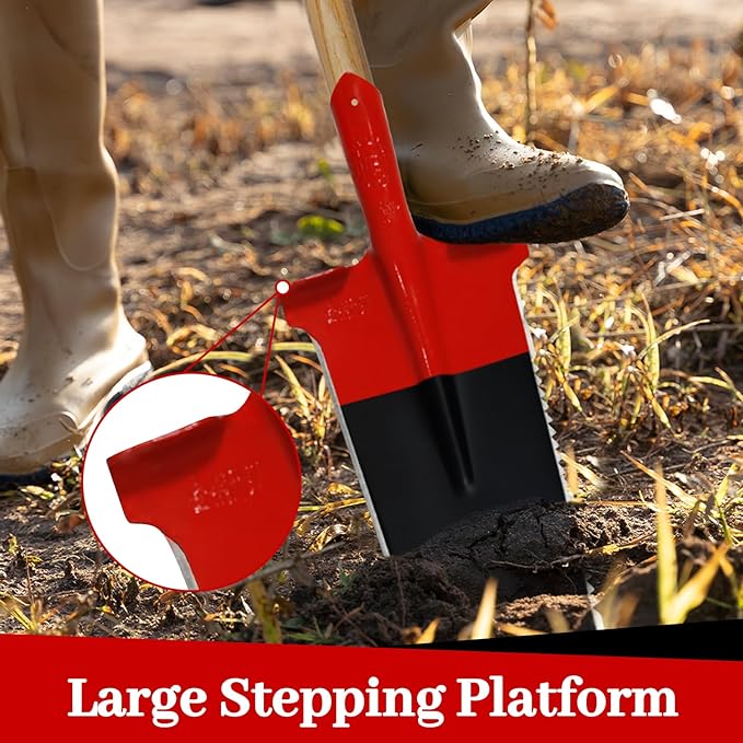 Spade Garden Shovel,Steel Square Flat Spade Shovels for Digging with D Handle,Heavy Duty Trenching Shovel for Gardening Digging and Lawn Edging,Root Tool with Serrated Edges-47.2 Inches