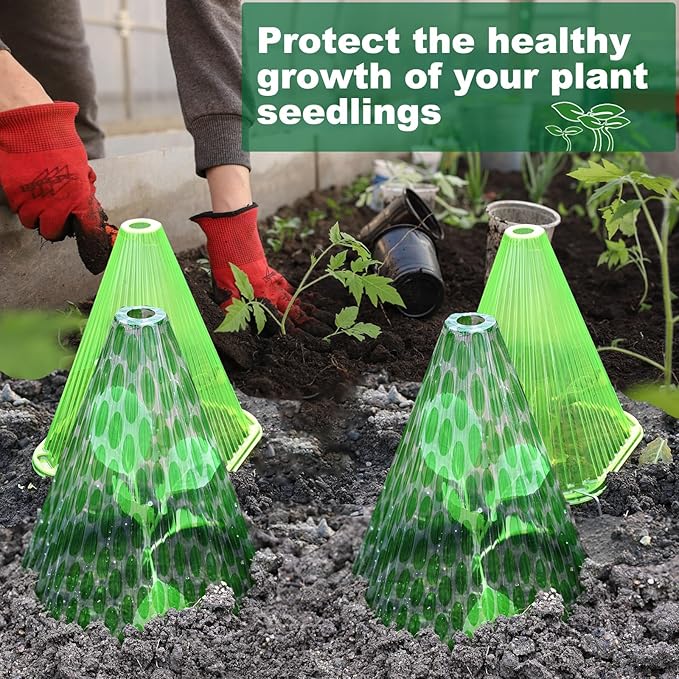 Fshow Garden Cloches,20 Pack Reusable Plant Bell Cover,Bell Jar Cloches for Protection Against Sun, Frost, Snails Etc. (Dark Green)