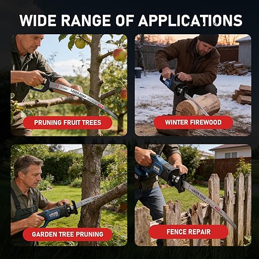 KATA Wood Pruning Reciprocating Saw Blades 15 Inch, Arc Edge SK5 Japanese Teeth Pruning Saw Blade for Cordless Saw, 7TPI Fleam Ground Teeth Curved Blades for Tree Trimming, Wood Cutting, 5-Pack
