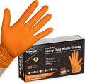 TitanFlex Heavy Duty Orange Industrial Nitrile Gloves with Raised Diamond Texture, Latex Free (6mil/8mil)