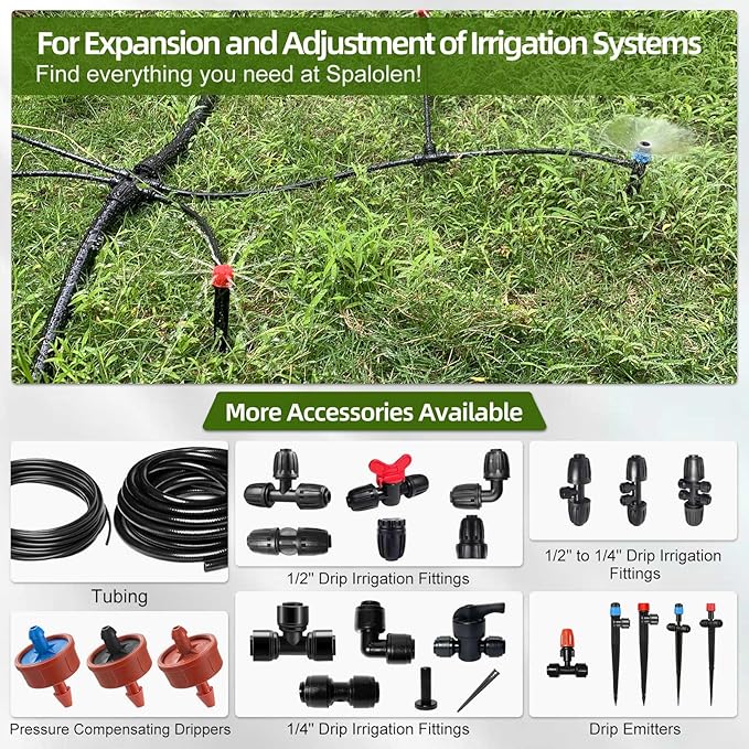 40PCS Push-to-Connect Drip Irrigation Emitters for 1/4 inch Irrigation Tubing, Two-Way Connection Adjustable Drip Emitter Sprayer with Stake, Irrigation Dripper Sprinklers for Drip Irrigation System