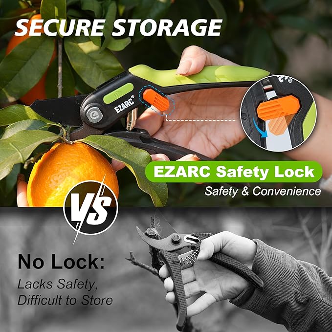 EZARC Garden Pruning Shears, Bypass Hand Pruner 1 Inch Cut Capacity, Garden Clippers Hand Tools for Cutting Flowers, Trimming Plants, Picking Fruits, 1 Pack