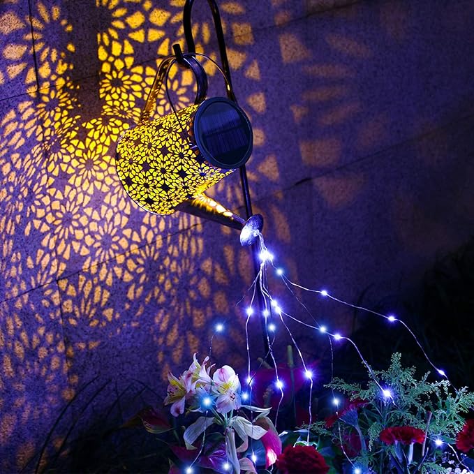 VOOKRY Solar Watering Can Lights, Large Retro Hanging Blue Solar Lights Outdoor Decorative Garden Decor Waterproof for Outside Patio Yard Porch Lawn Landscape, Gifts for Women Mom Grandma Mother's Day