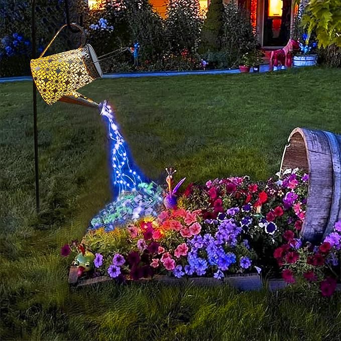 VOOKRY Solar Watering Can Lights, Large Retro Hanging Blue Solar Lights Outdoor Decorative Garden Decor Waterproof for Outside Patio Yard Porch Lawn Landscape, Gifts for Women Mom Grandma Mother's Day