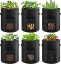 10 Gallon Potato Grow Bags,6 Pack Garden Planting Bag with Durable Handle and Harvest Window,Thick Nonwoven Fabric Planter Pot for Potato Tomatoes Carrots Vegetables and Fruits, Black