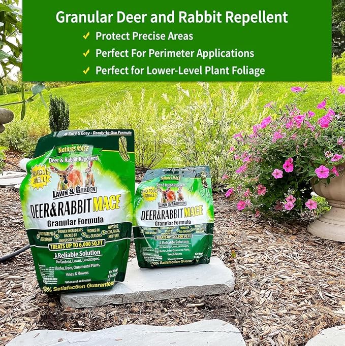 Nature's MACE Deer and Rabbit Granular Repellent, 75 lb, Repel Deer from Your Garden, Yard, Landscape, Flowers, Create a Deer Free Barrier, Deer Deterrent Granules, People and Pet Safe Granules