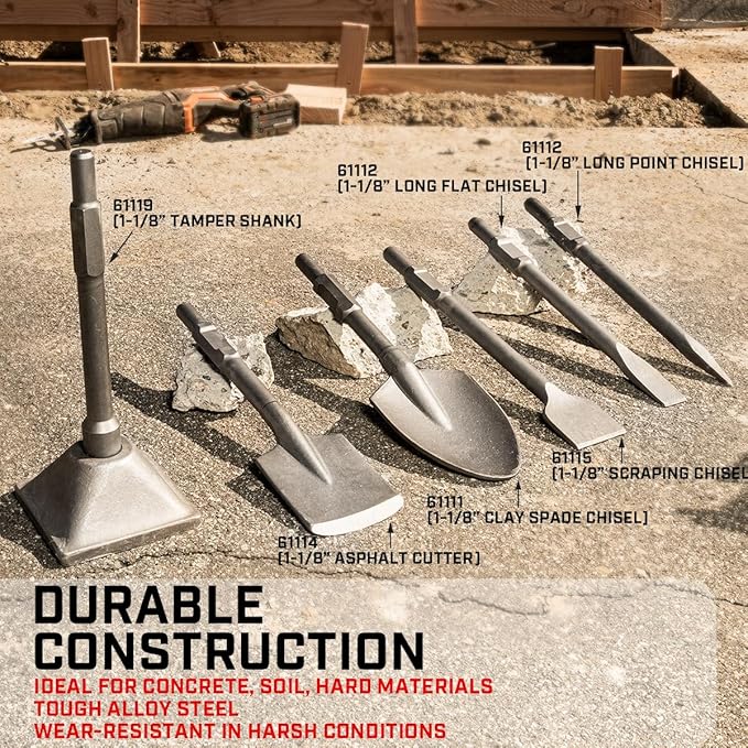 XtremepowerUS Wide Tile Chisel Bit for Demolition Jack Hammer 1-1/8" Hex 3" x 12" Long Flat Removal Chisel Scraping Construction Concrete Breaker Punch Drill