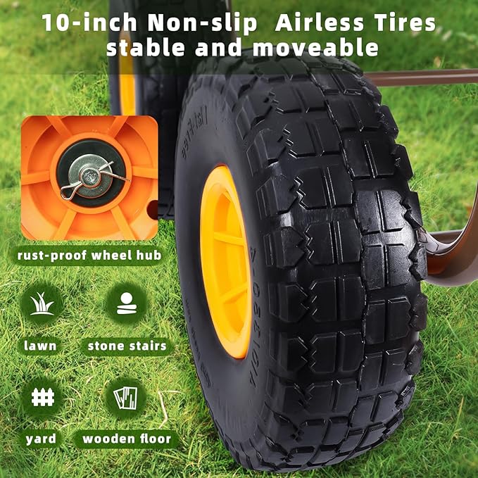 2025 Upgrade Hose Reel Cart, Hold Up to 300 ft of 5/8'', Garden Hose Cart with 4 Wheels, Heavy Duty Freestanding Water Hose Reels for Outside Garden Lawn Yard Outdoor