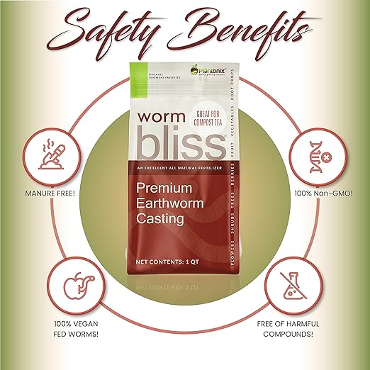 Worm Bliss (1 Qt) + Neem Bliss (1lb) - Organic Worm Castings for Plants & Neem Cake for Plants - Neem Seed Meal - Neem Meal Fertilizer - Neem Powder for Plants - Earthworm Castings Organic Fertilizer