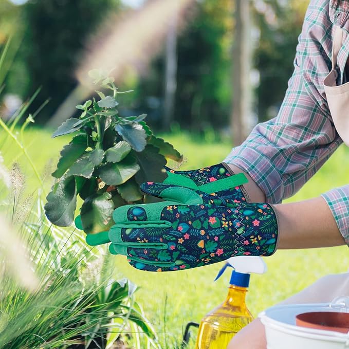 Leather Gardening Gloves for Women Thorn Proof Garden Gloves Touch Screen Working Gloves Gifts,M