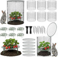 BreezeHug 6 Sets Plant Protectors from Animals with Strawberry Supports, 12x14 Inch Wire Plants Protector Cages with Detachable Covers & Zip Ties & Stakes for Strawberry Flower Vegetable Protection