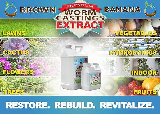 Organic Worm Castings Extract - Natural Liquid Plant Food for Stronger Roots, Bigger Blooms and Healthier Soil; Liquid Worm Tea Concentrate - 1 Liter (33 oz)