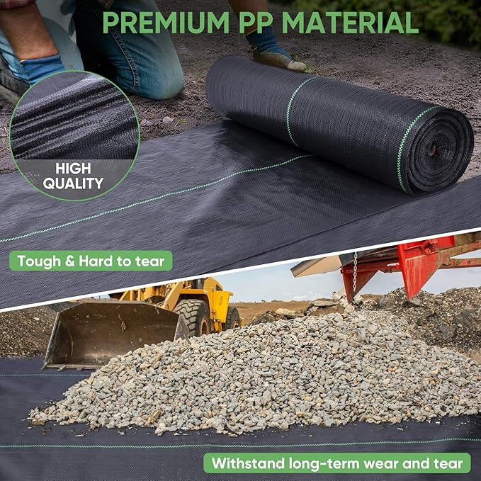 TICONN 3FTx300FT Weed Barrier Fabric Heavy Duty, 3.2Oz Landscape Fabric for Garden, Yard, Driveway, and Vegetable Cultivation (1PK)