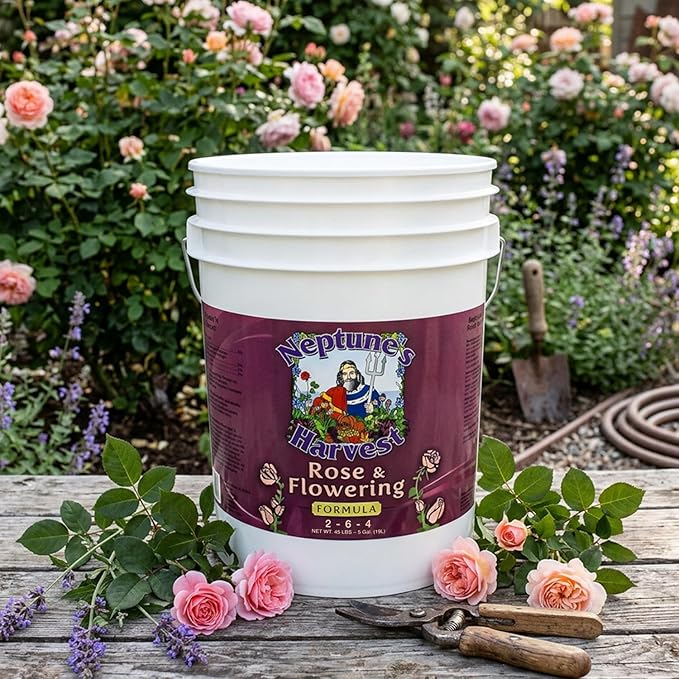Neptune's Harvest Rose & Flowering Fertilizer (2-6-4) - 5 Gallon Pail - Organic Liquid Food for Vibrant Blooms & Growth - Promotes Healthy Foliage - Ideal Fertilizer for Indoor & Outdoor Use