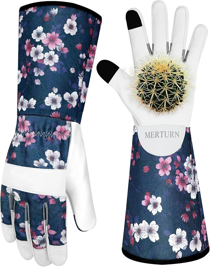 Leather Long Gardening Gloves for Women Thorn Proof Garden Gloves Yard Working Gloves