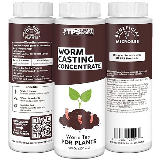 Worm Casting Tea - Concentrated Liquid Earthworm Tea for Plants, Bokashi and Compost Booster 8 oz (250mL)