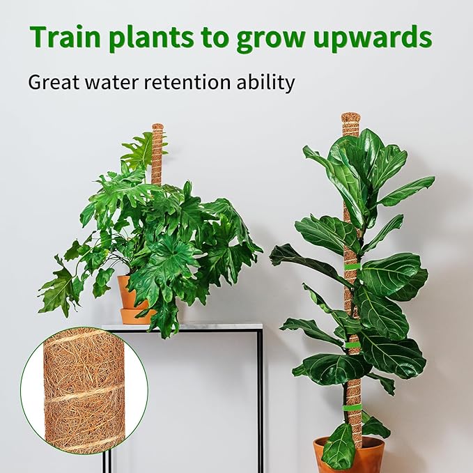 3 Pack Moss Pole, 35.4-Inch Moss Poles for Plants Monstera,Bendable Plant Support Stakes for Climbing Plants Indoor, Garden Trellis Plant Stick for Potted Plants, Pothos Philodendron
